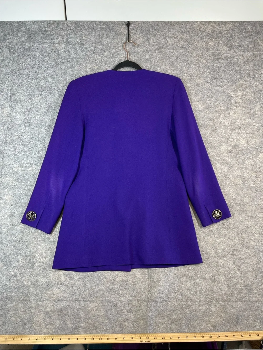 Don Vito Purple Wool Blazer Jacket Vintage Minimalist Career Chic Size 4 Office - Picture 15 of 16